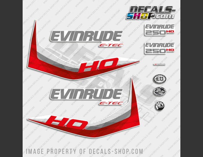 Evinrude 250HP E-tec HO 2011-2014 White Cowl Outboard Decal Kit